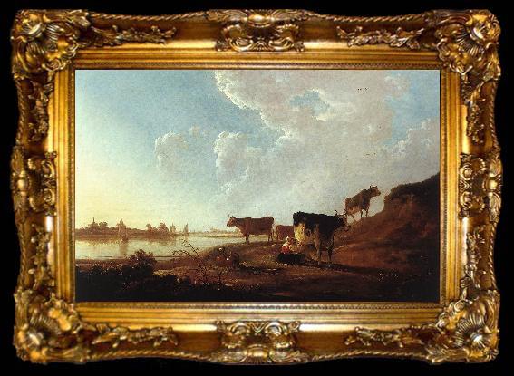 framed  CUYP, Aelbert River Scene with Milking Woman sdf, ta009-2